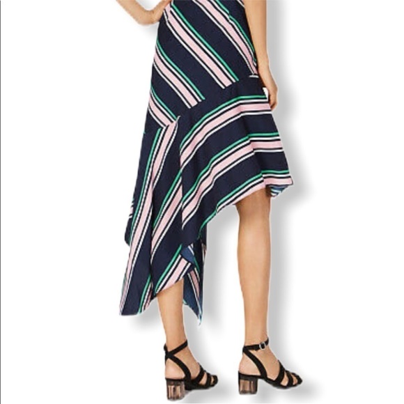BAR III Midnight Stripe Asymmetrical Maxi Skirt - Picture 2 of 3